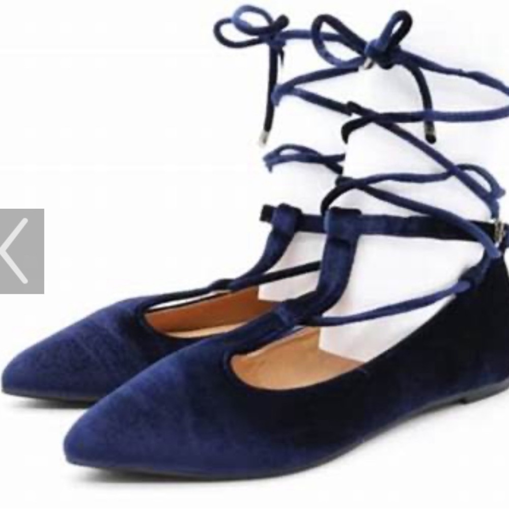 Yoki Women's Navy Blue Lace-Up Flats